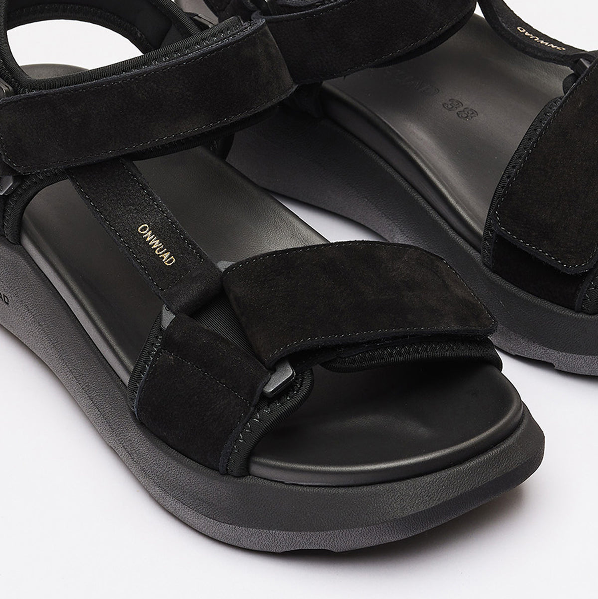 SCHON TECH NUBUCK LEATHER SANDAL 22A- BLACK